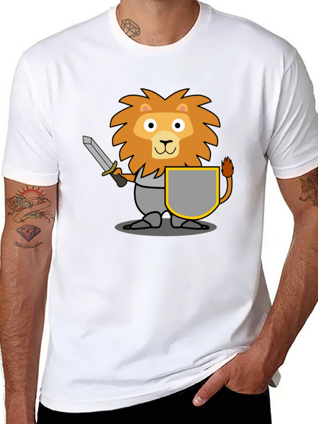 Lion Knight T-Shirt - Cartoon Graphic Tee