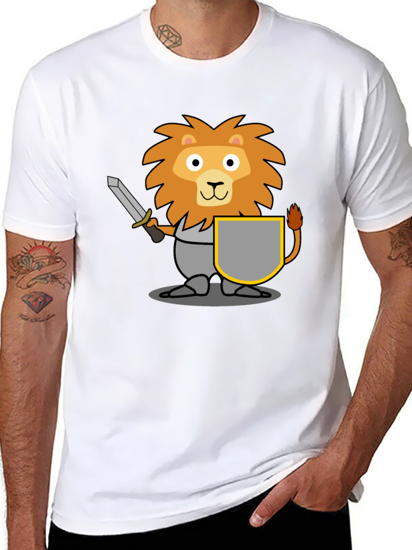 Lion Knight T-Shirt - Cartoon Graphic Tee