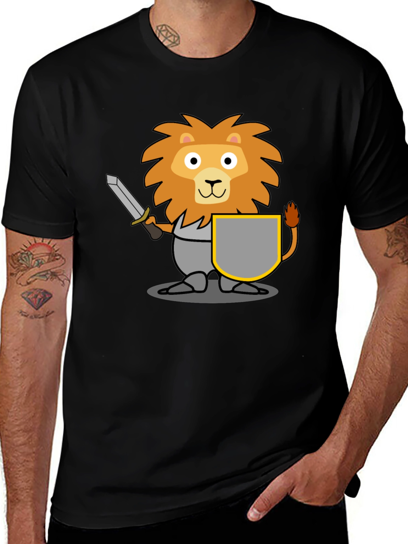 Lion Knight T-Shirt - Cartoon Graphic Tee