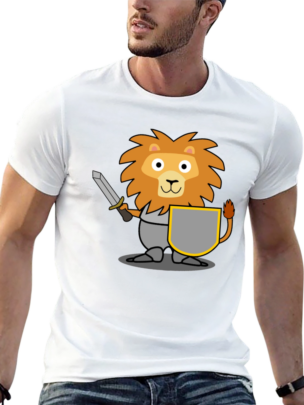 Lion Knight T-Shirt - Cartoon Graphic Tee