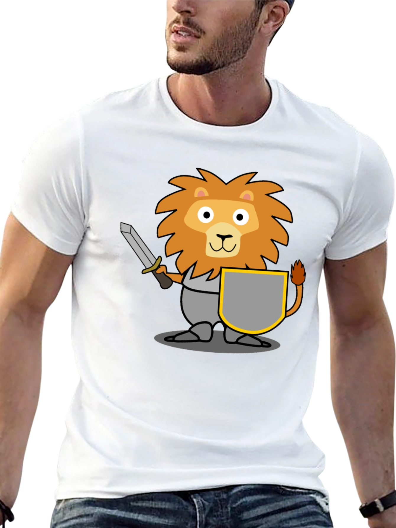 Lion Knight T-Shirt - Cartoon Graphic Tee