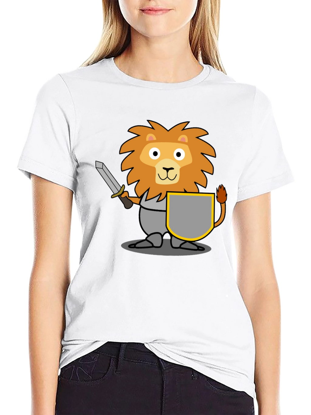 Lion Knight T-Shirt - Cartoon Graphic Tee