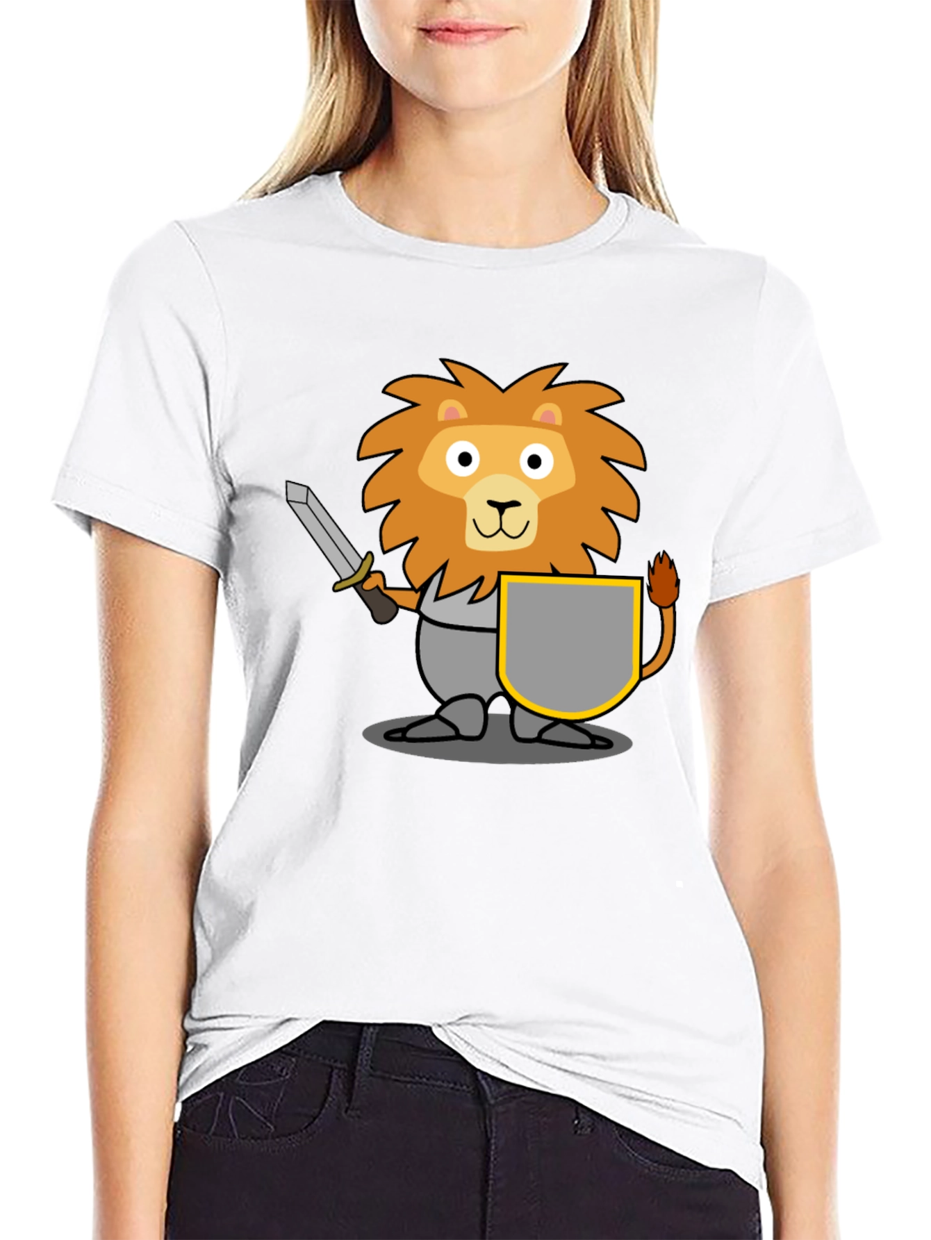 Lion Knight T-Shirt - Cartoon Graphic Tee