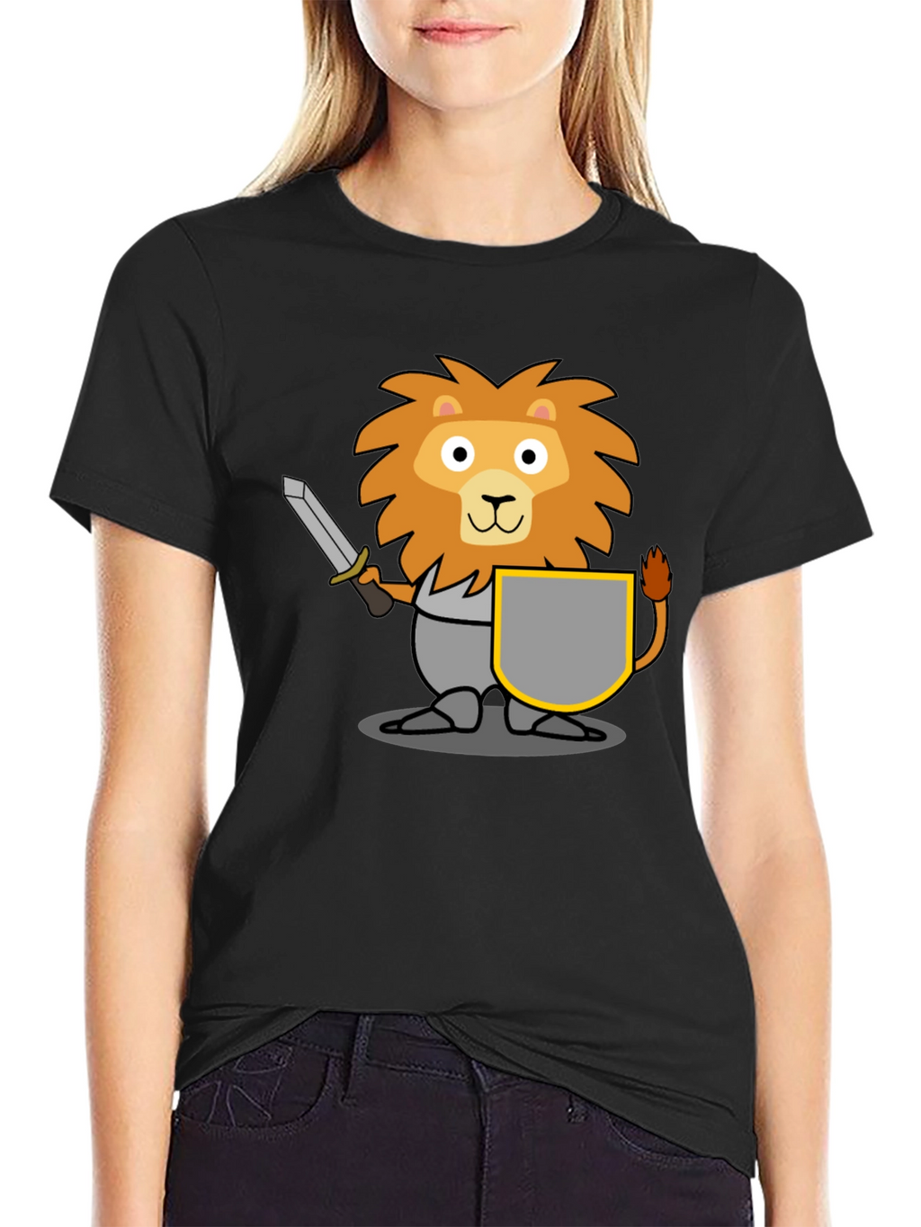 Lion Knight T-Shirt - Cartoon Graphic Tee