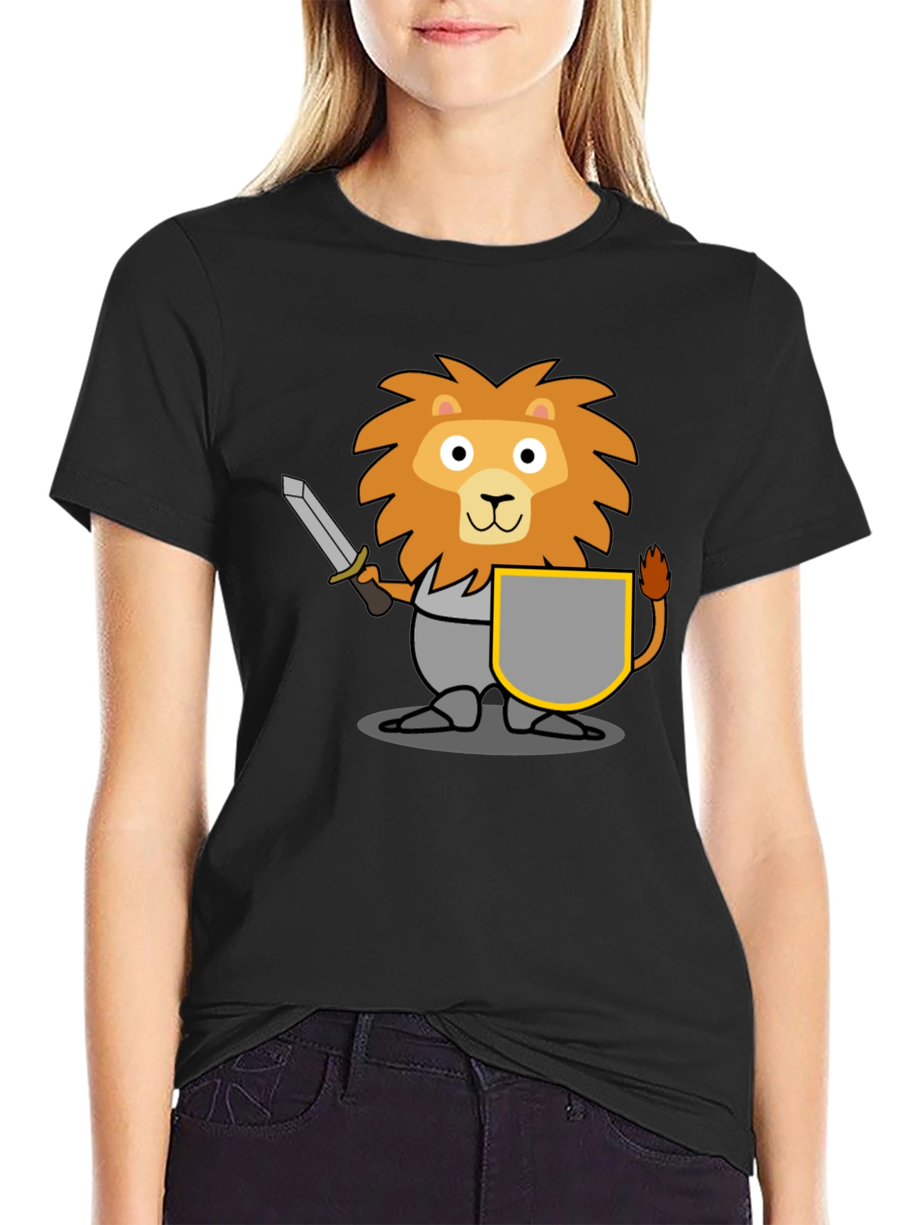 Lion Knight T-Shirt - Cartoon Graphic Tee