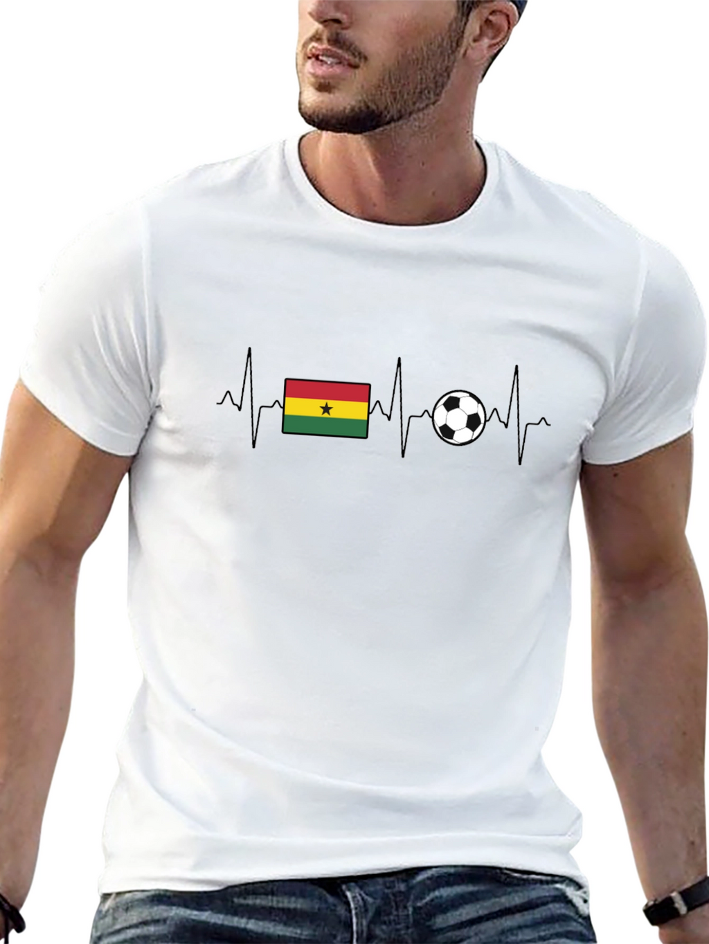 Ghana Soccer Flag Heartbeat T-Shirt