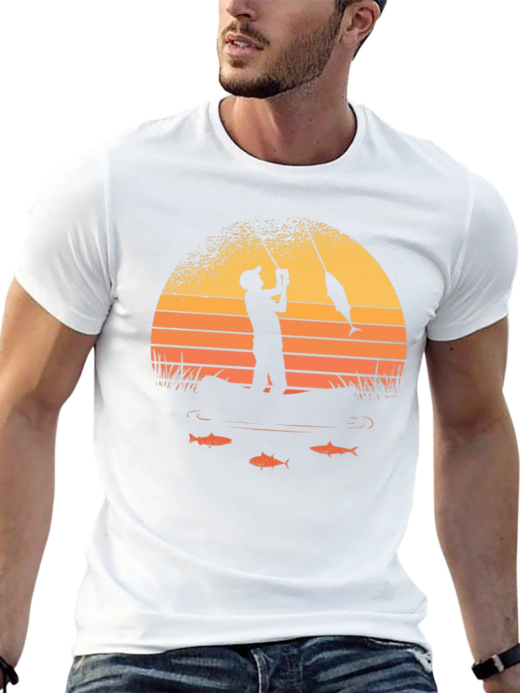 Fishing Sunset Graphic Tee - Black