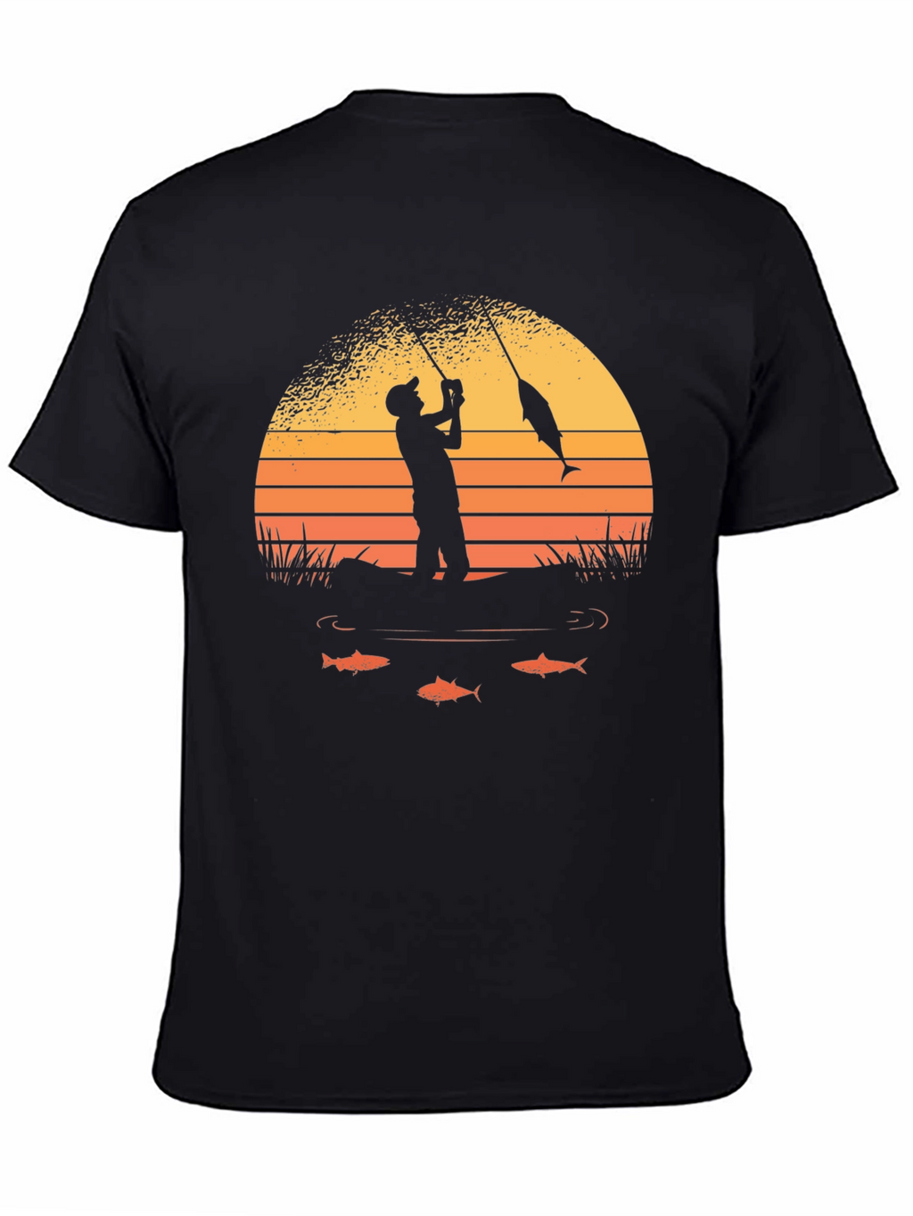 Fishing Sunset Graphic Tee - Black