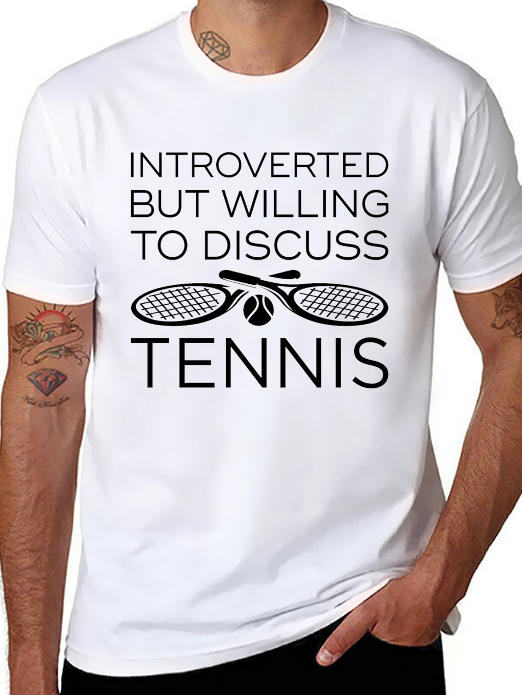 Introverted Tennis Lover Black Graphic T-Shirt