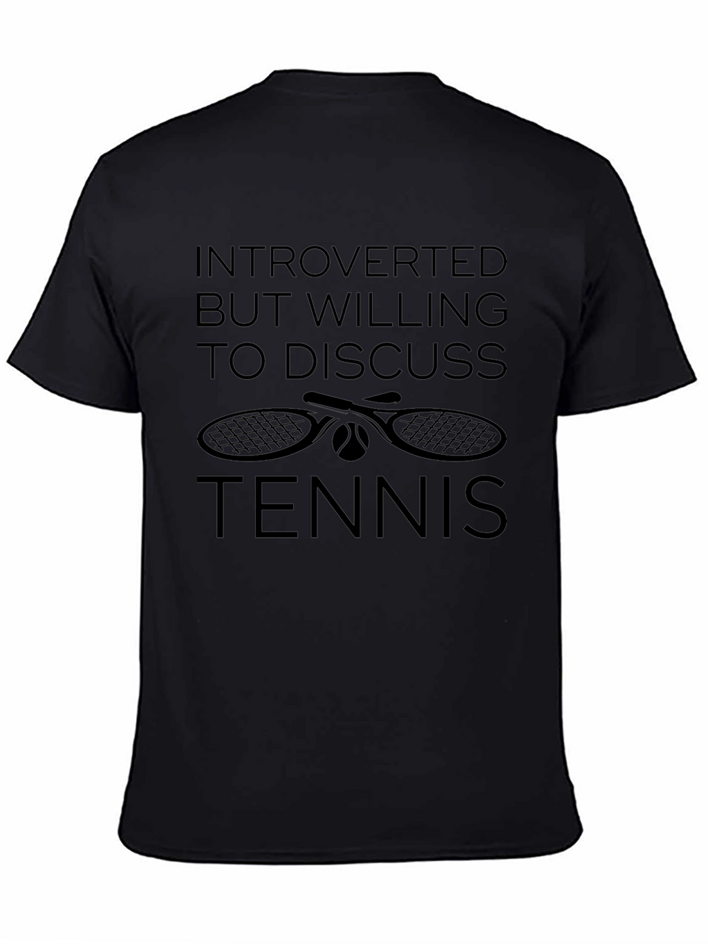 Introverted Tennis Lover Black Graphic T-Shirt