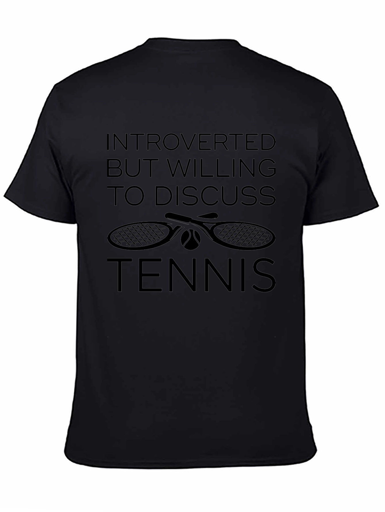 Introverted Tennis Lover Black Graphic T-Shirt