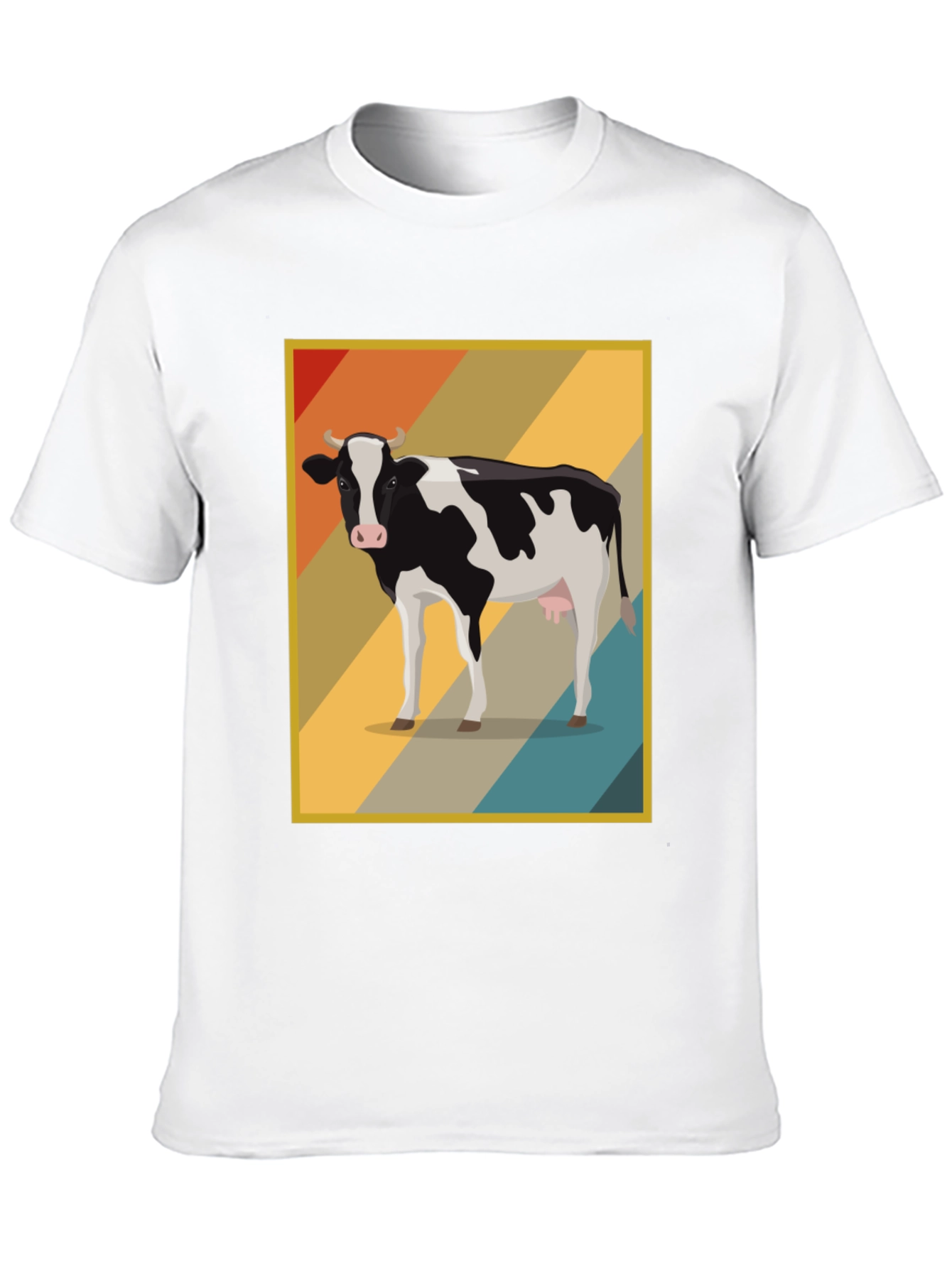 Retro Cow Graphic Tee - Farm Animal T-Shirt