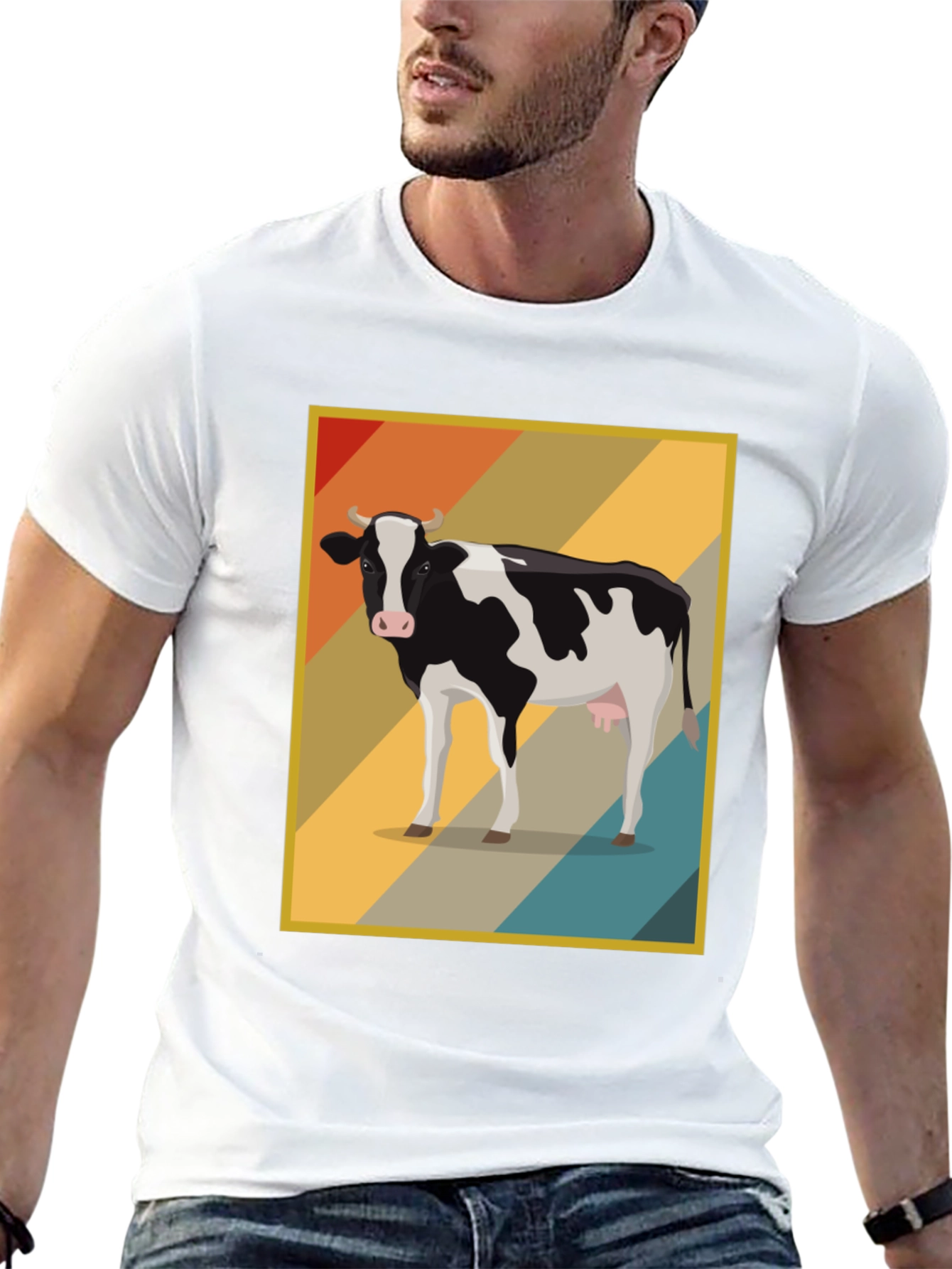 Retro Cow Graphic Tee - Farm Animal T-Shirt