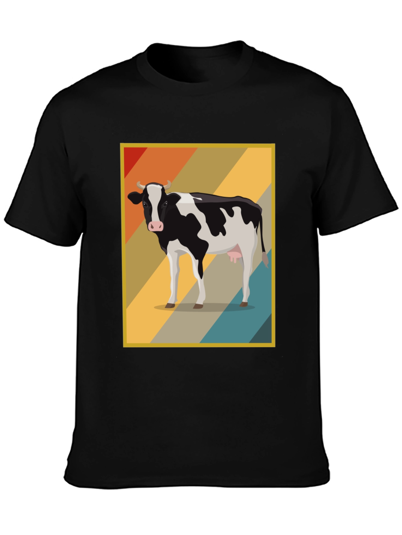 Retro Cow Graphic Tee - Farm Animal T-Shirt