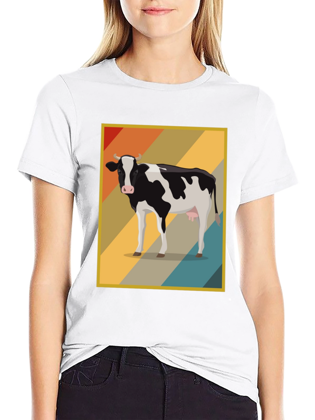 Retro Cow Graphic Tee - Farm Animal T-Shirt