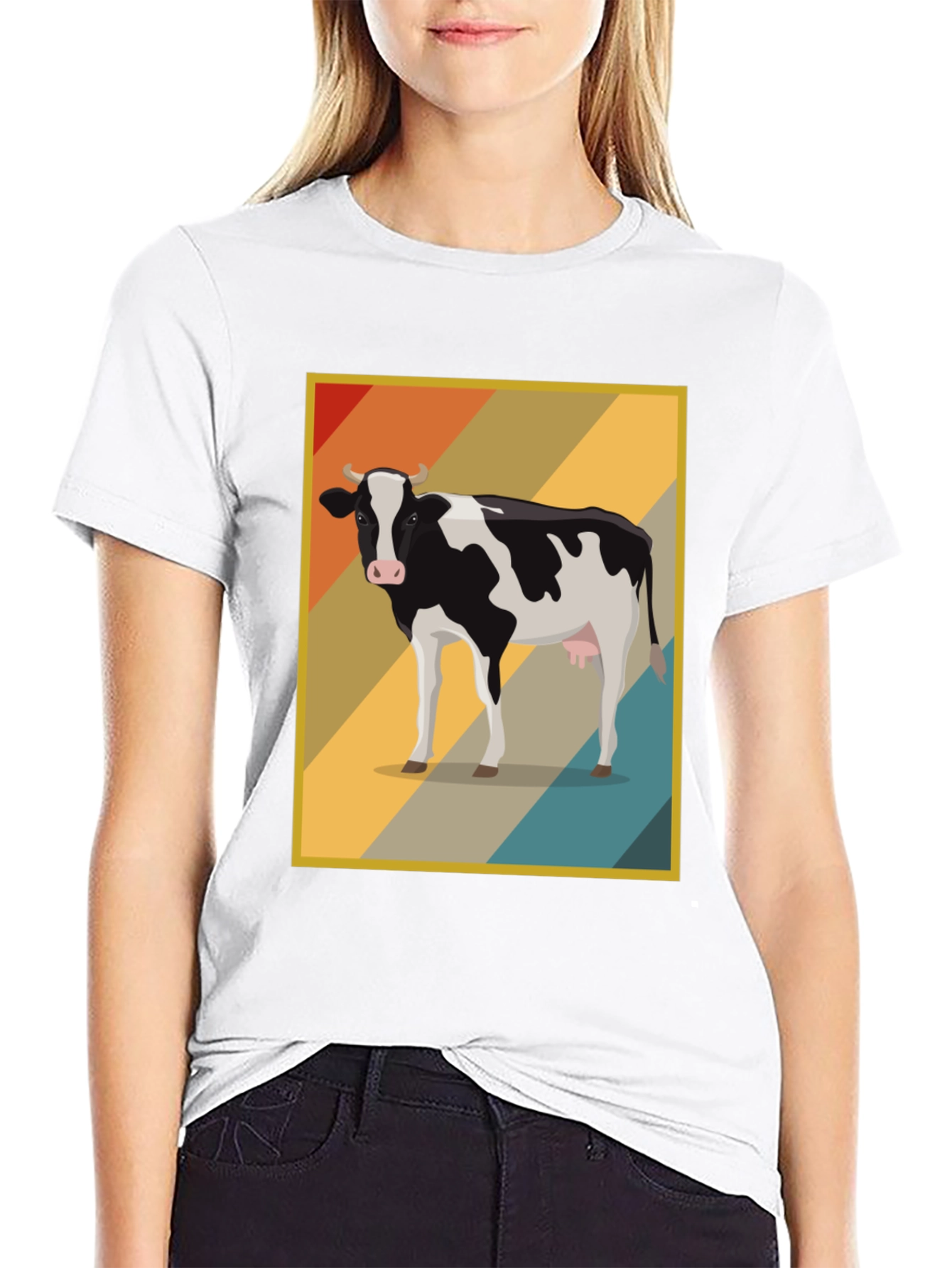 Retro Cow Graphic Tee - Farm Animal T-Shirt