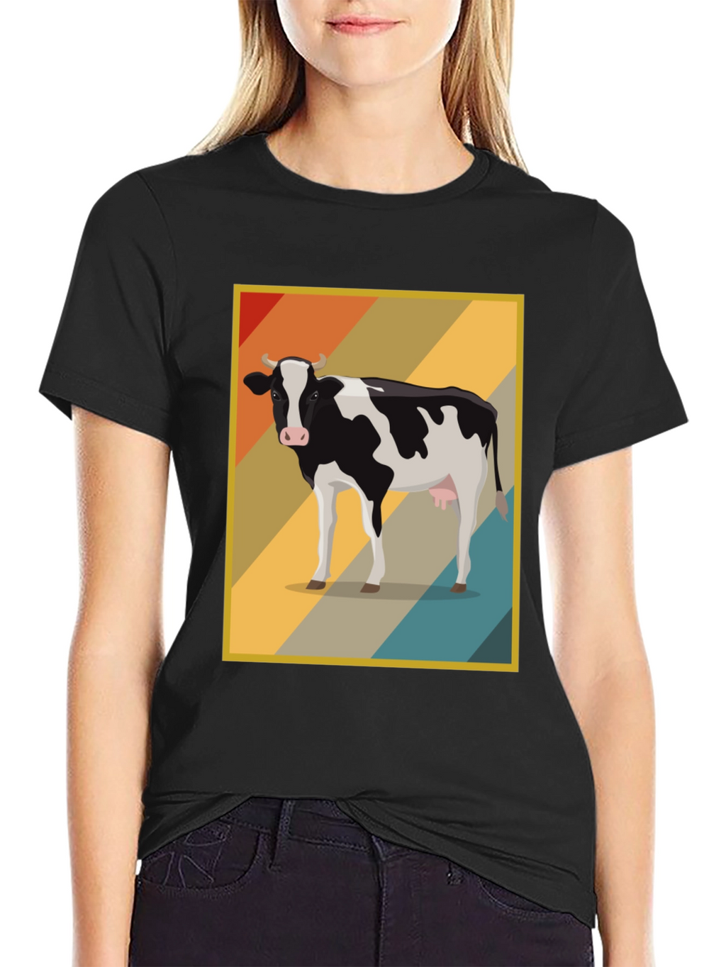 Retro Cow Graphic Tee - Farm Animal T-Shirt