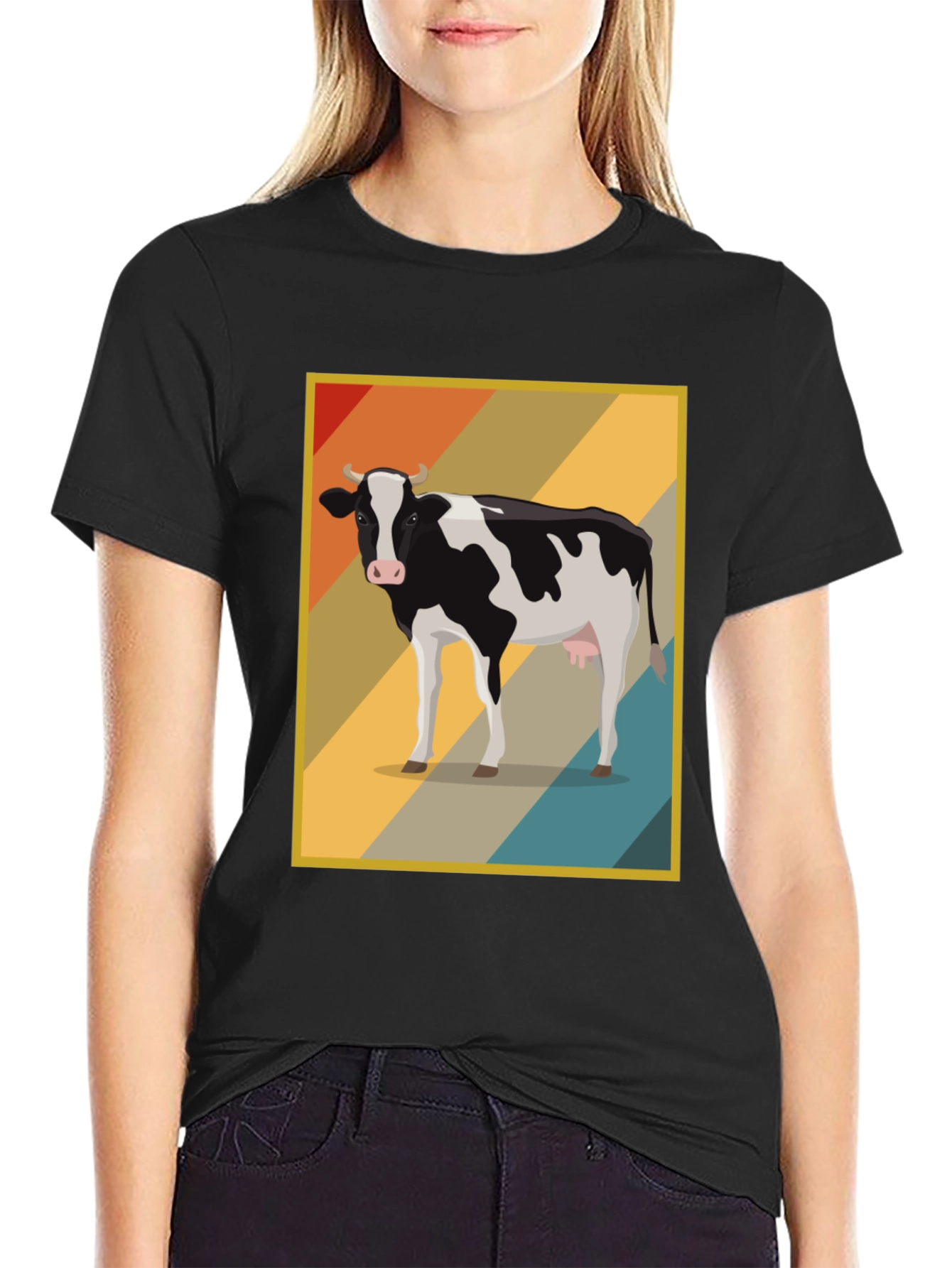 Retro Cow Graphic Tee - Farm Animal T-Shirt