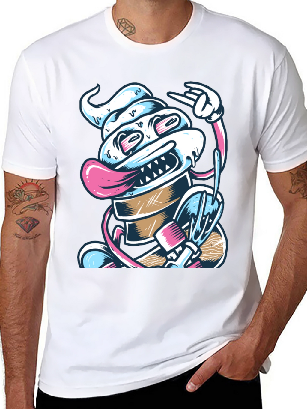 Cool Ice Cream Monster T-Shirt - Black