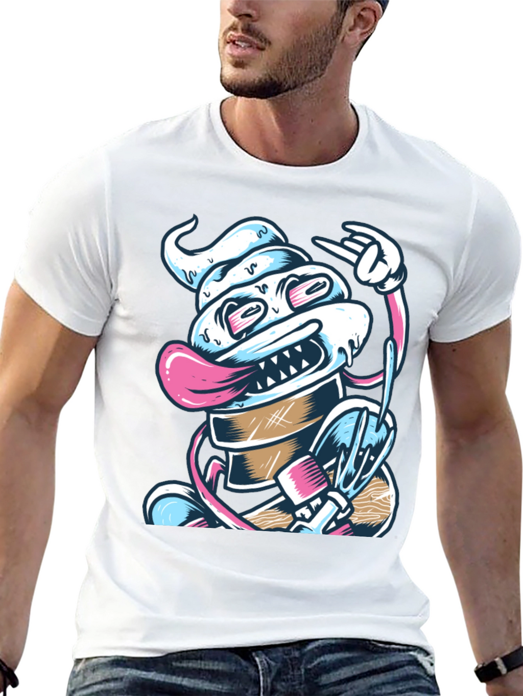 Cool Ice Cream Monster T-Shirt - Black