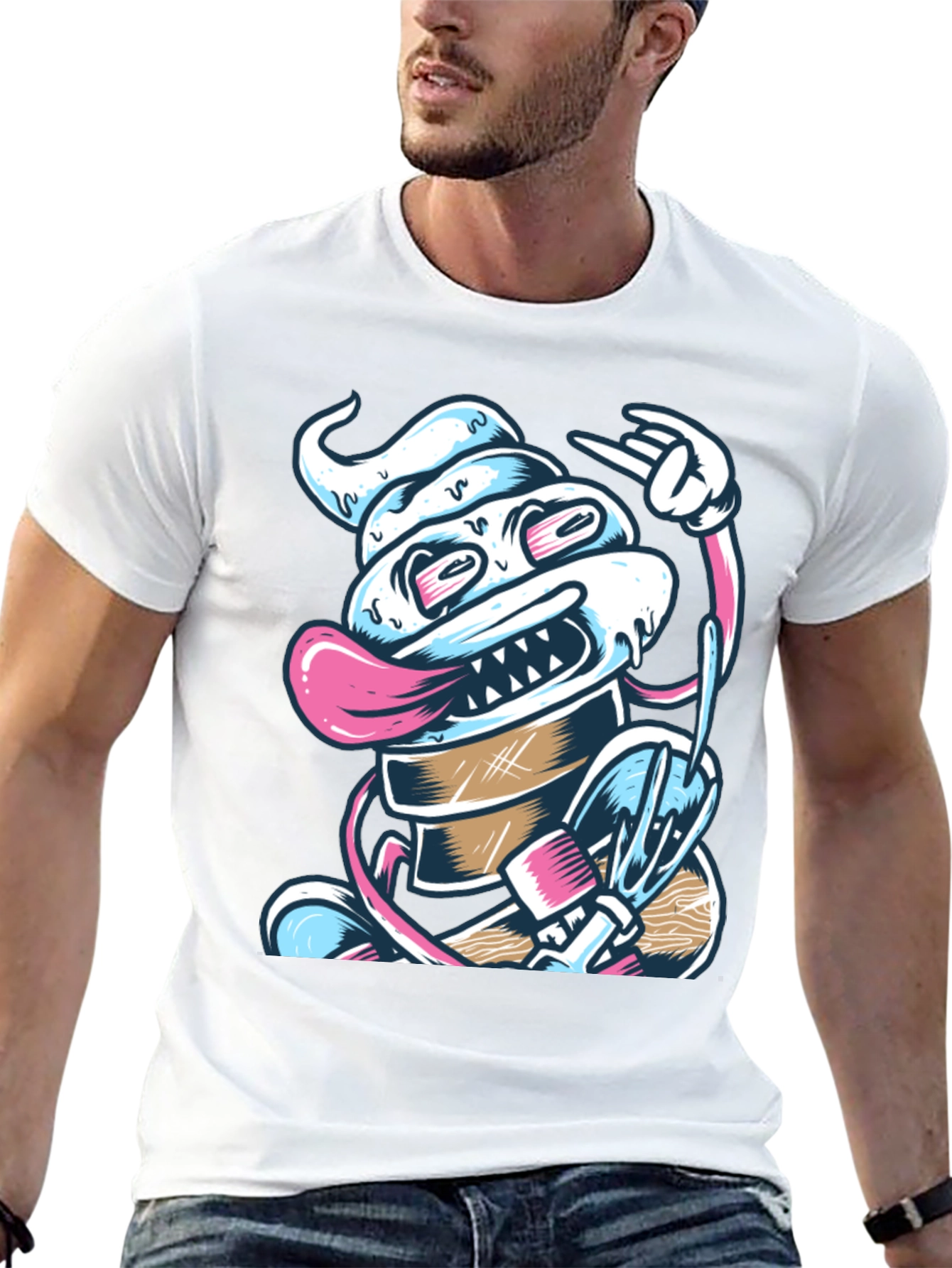 Cool Ice Cream Monster T-Shirt - Black