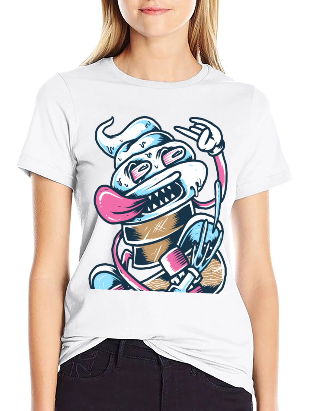 Cool Ice Cream Monster T-Shirt - Black