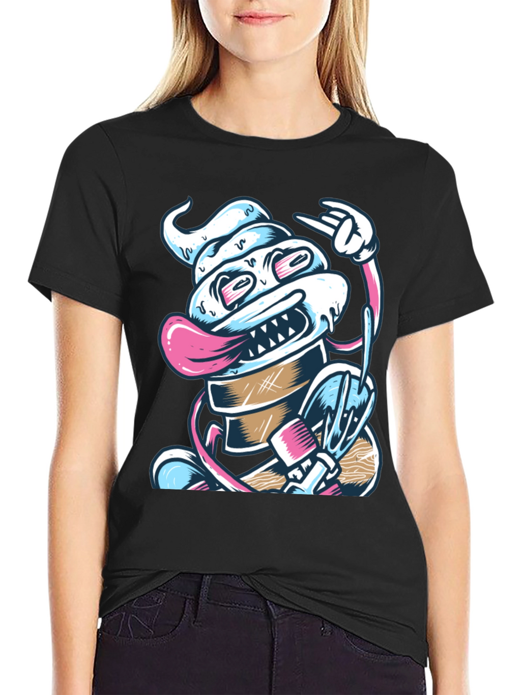 Cool Ice Cream Monster T-Shirt - Black