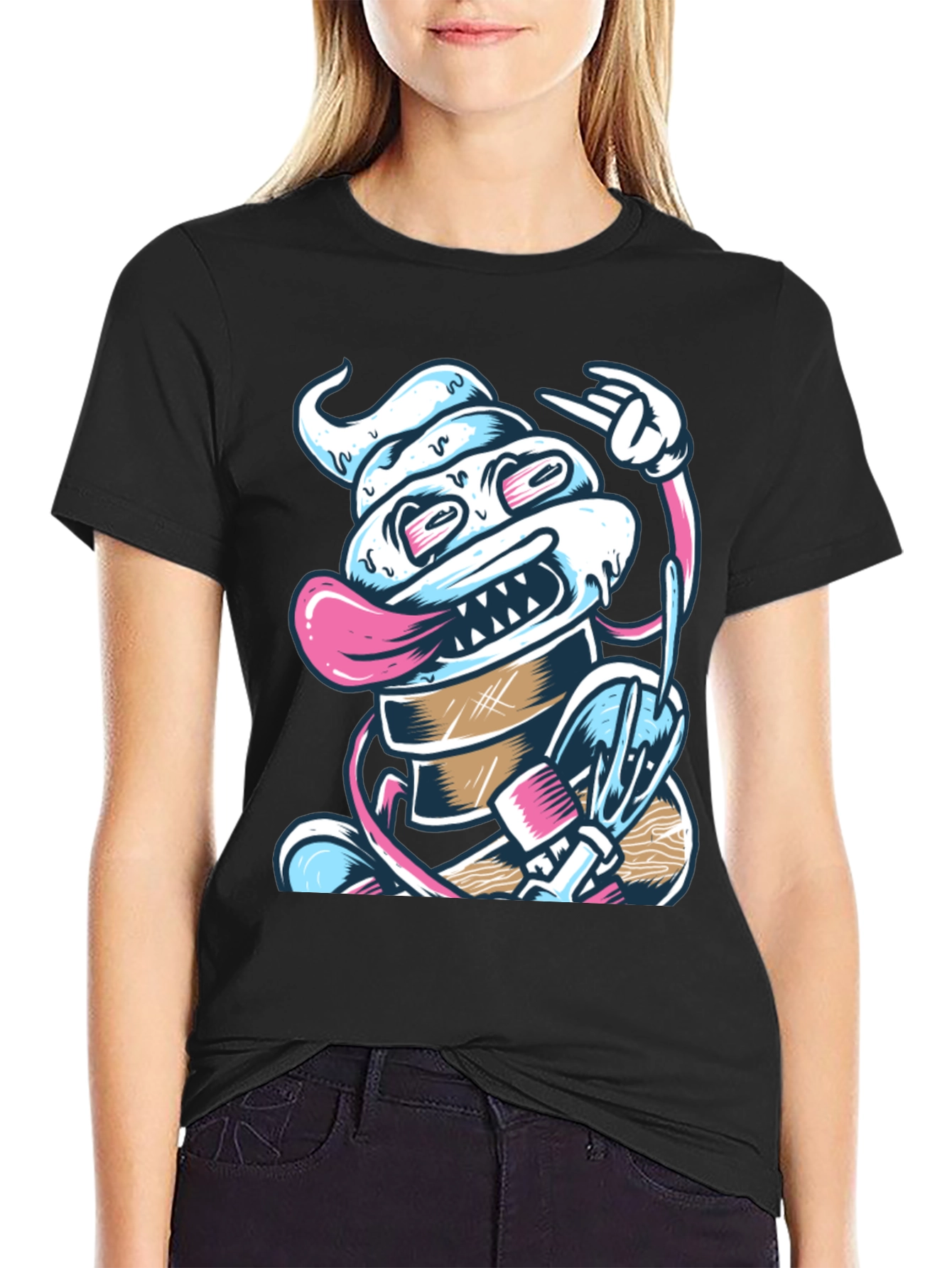 Cool Ice Cream Monster T-Shirt - Black