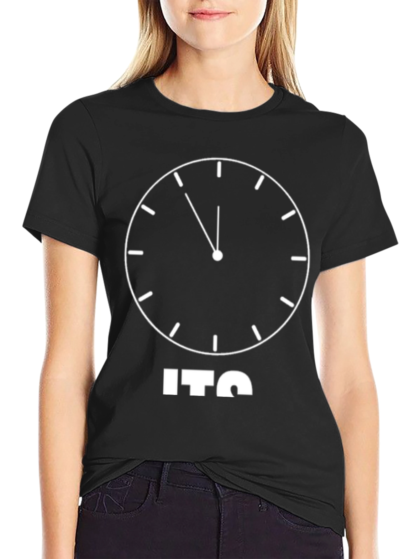 Its Time: Novelty Clock Graphic Tee - Black Cotton