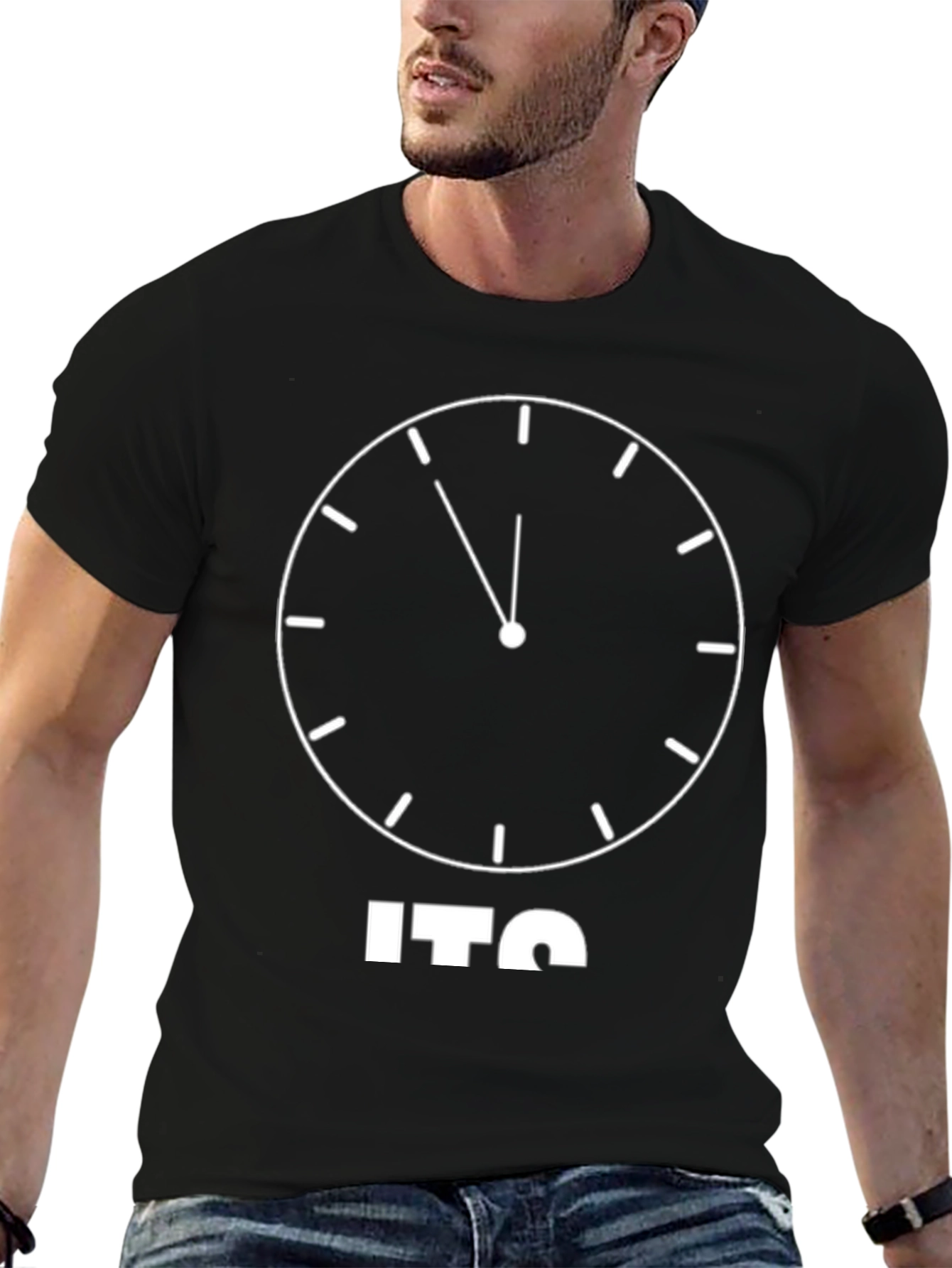 Its Time: Novelty Clock Graphic Tee - Black Cotton