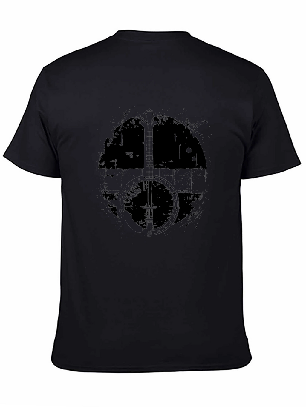 Distressed Banjo Graphic T-Shirt - Black