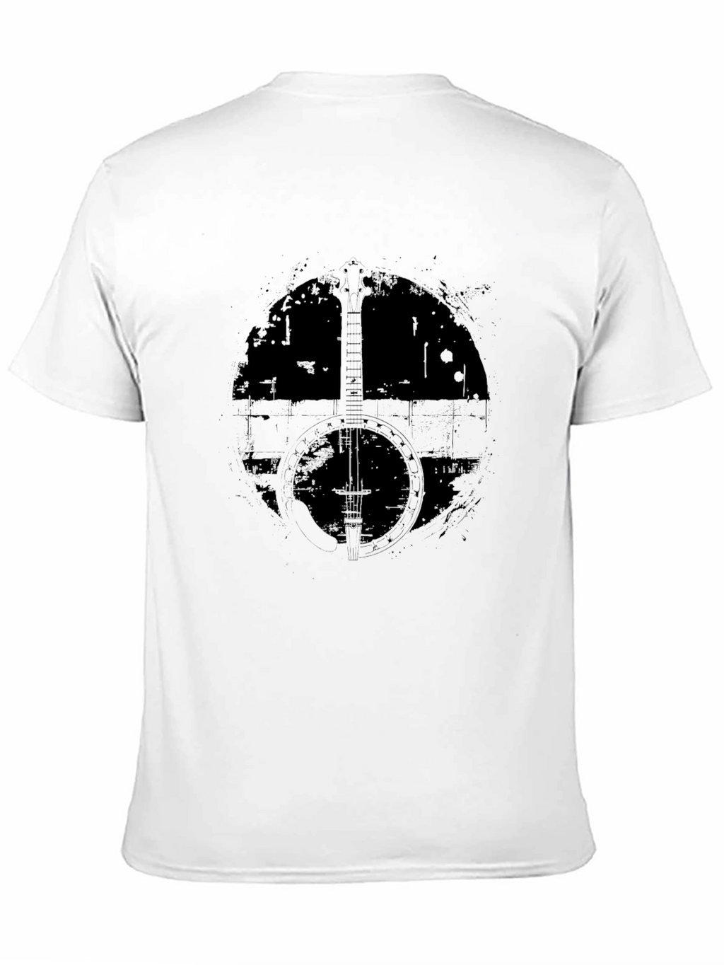 Distressed Banjo Graphic T-Shirt - Black