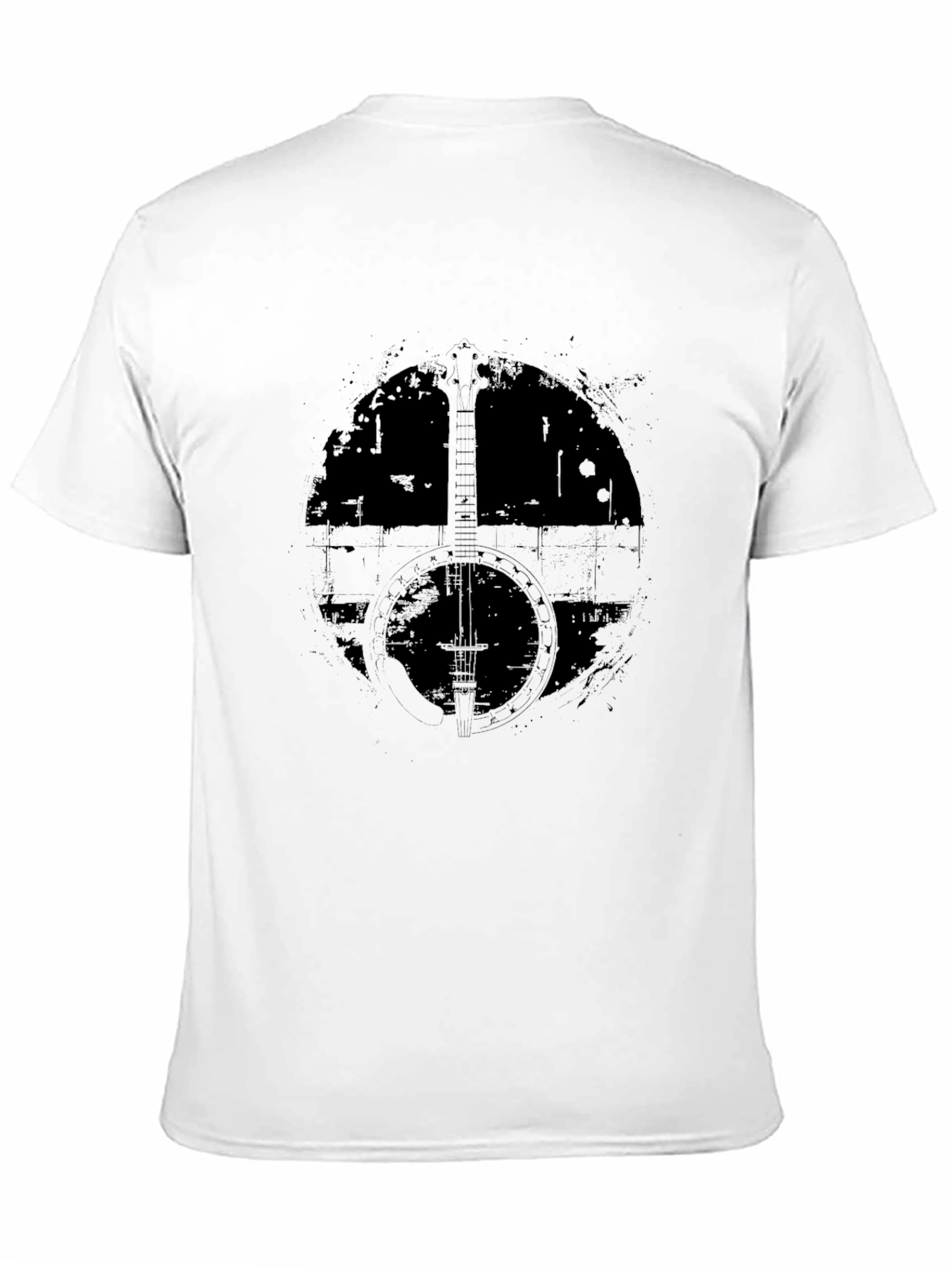 Distressed Banjo Graphic T-Shirt - Black