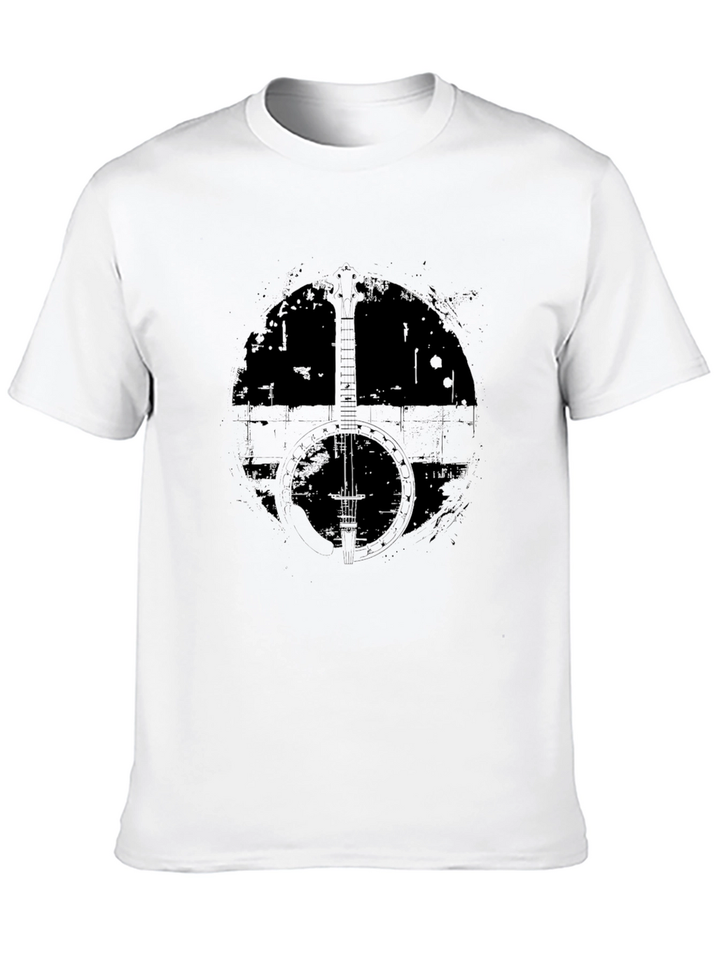 Distressed Banjo Graphic T-Shirt - Black