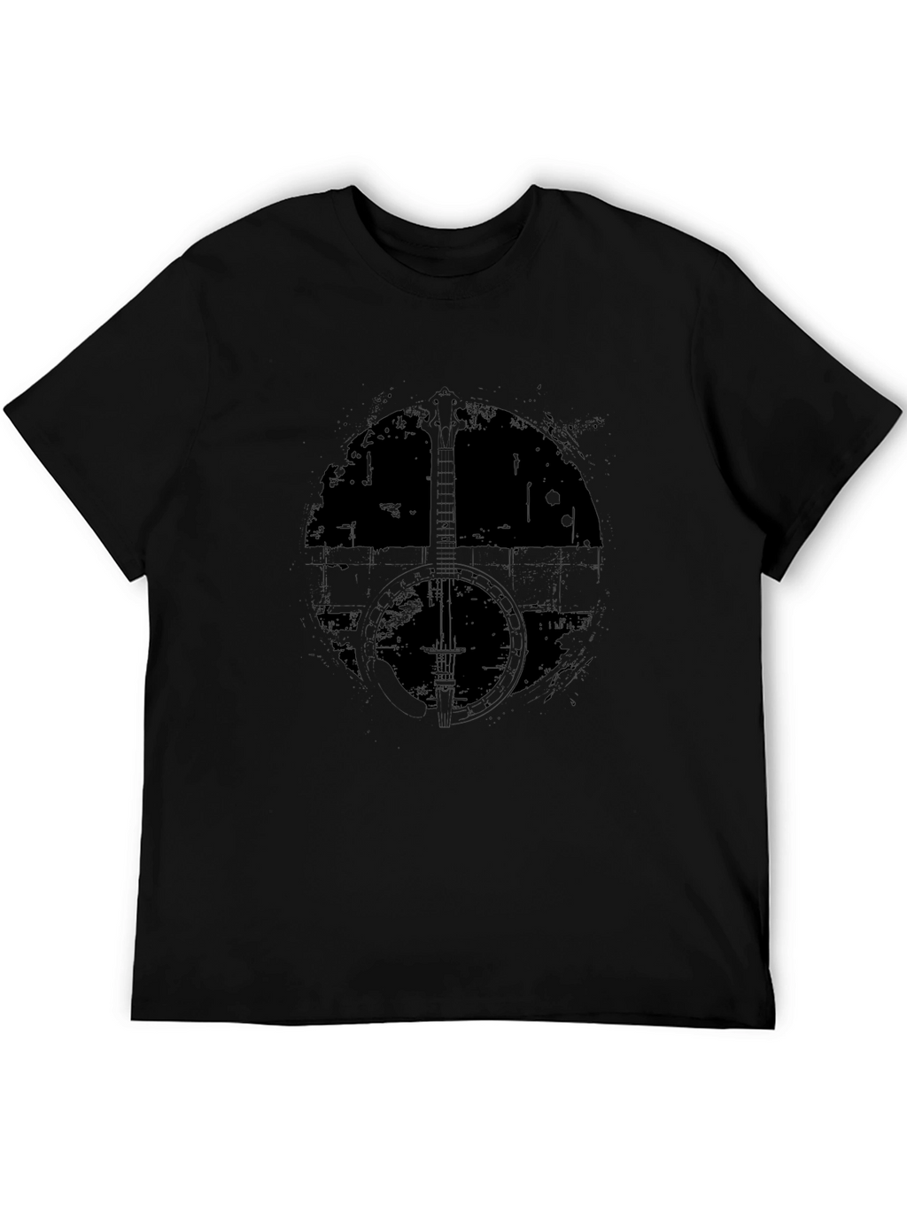Distressed Banjo Graphic T-Shirt - Black