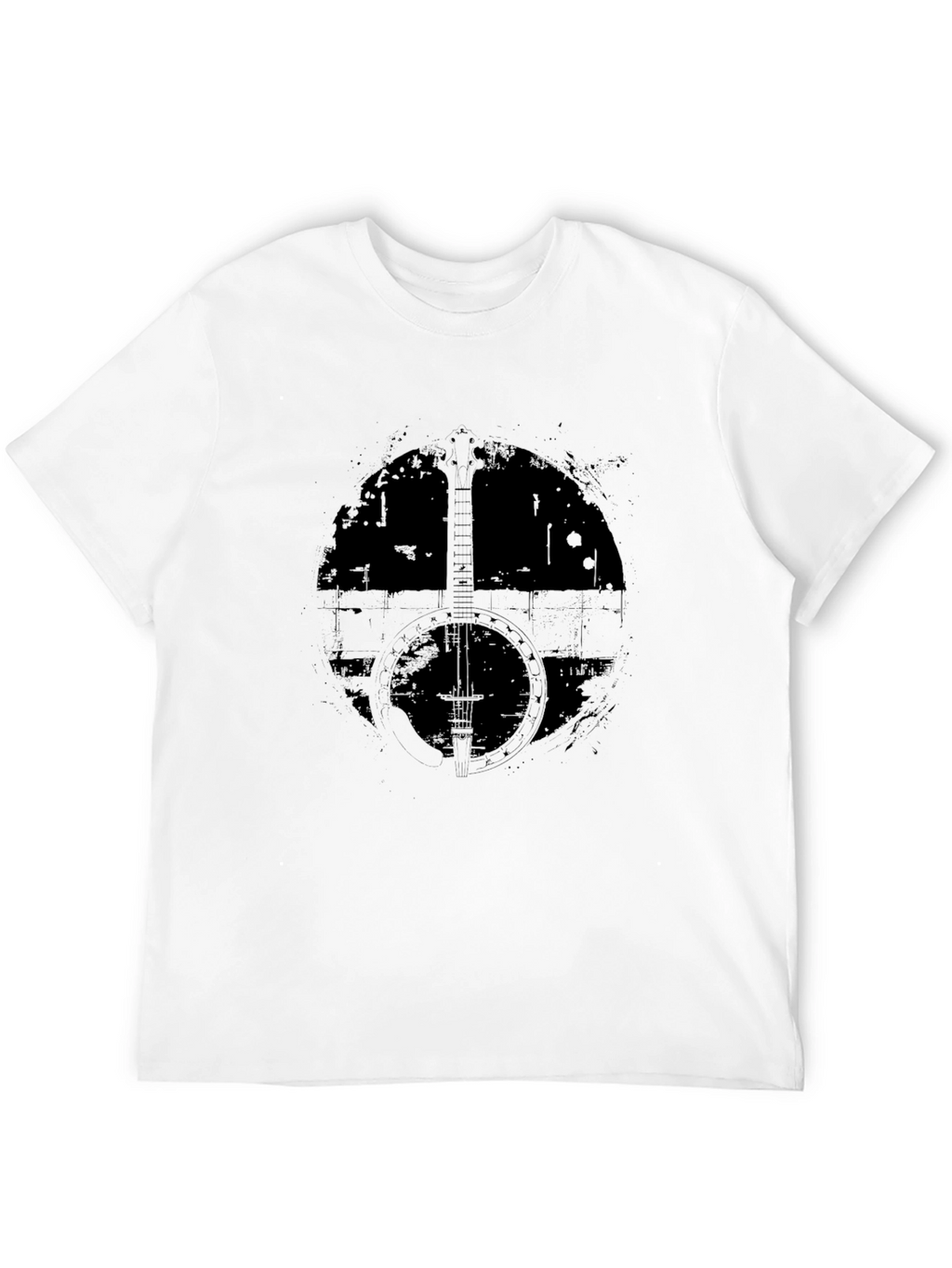 Distressed Banjo Graphic T-Shirt - Black