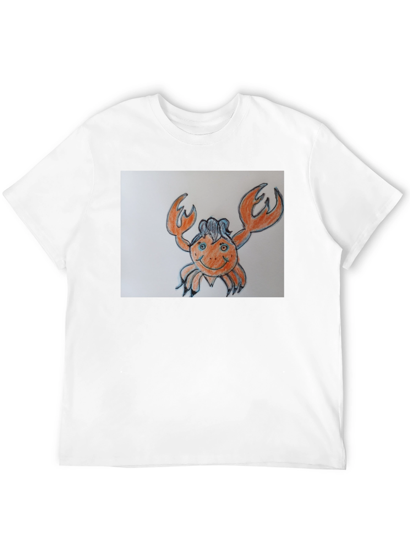 Crab Cartoon Graphic Tee - Black Cotton Casual Shirt