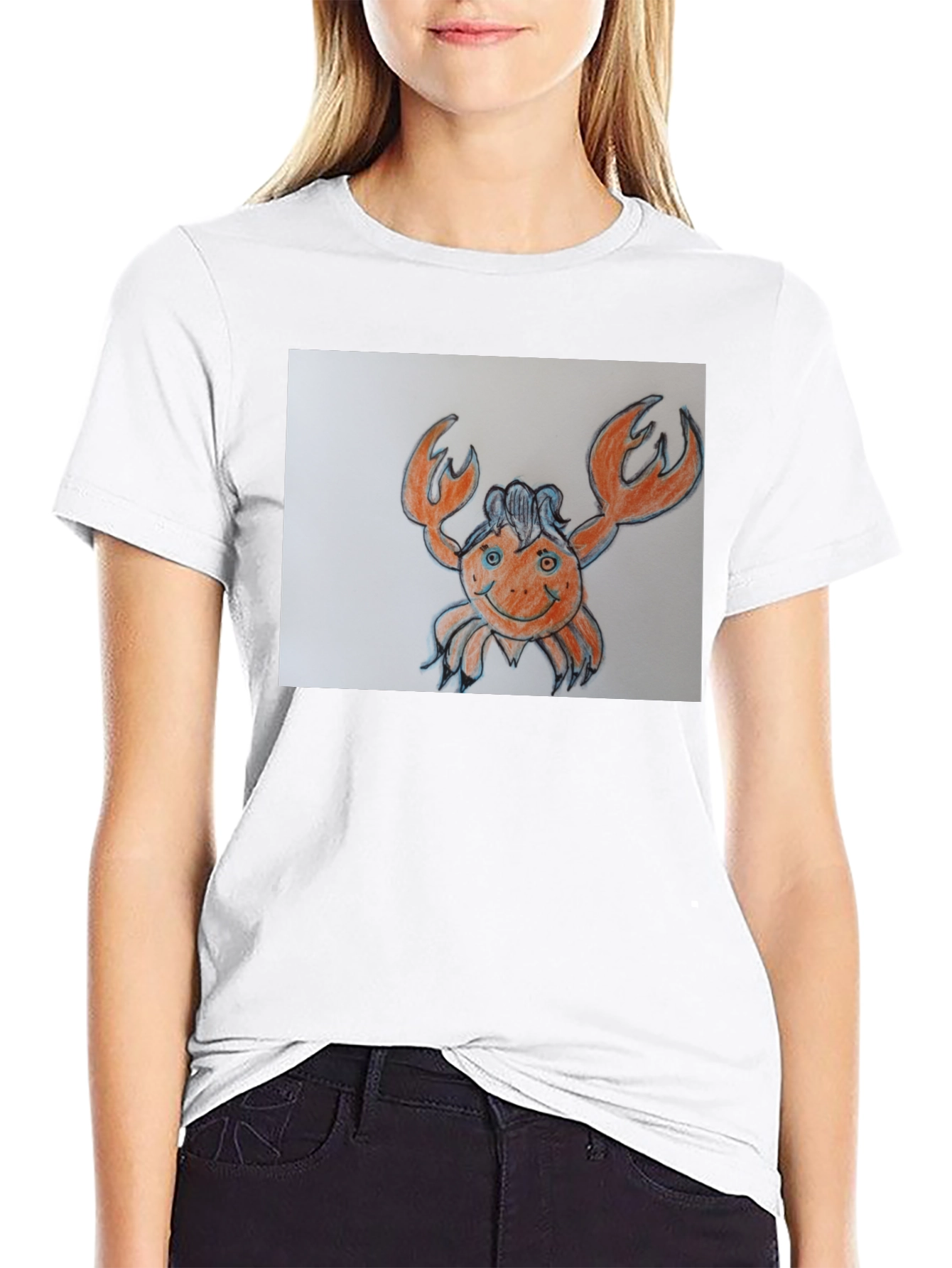 Crab Cartoon Graphic Tee - Black Cotton Casual Shirt