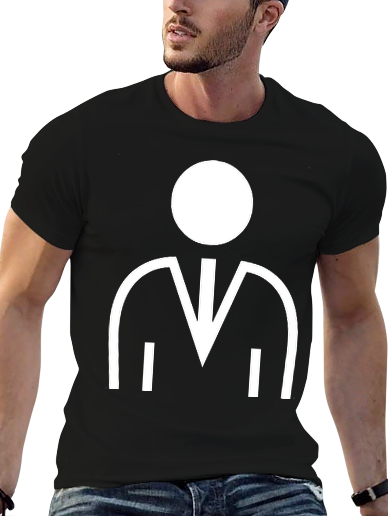 Geometric Person Graphic Black T-Shirt