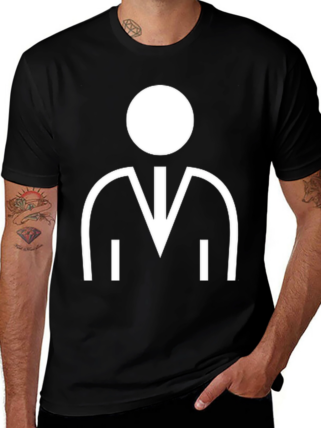 Geometric Person Graphic Black T-Shirt