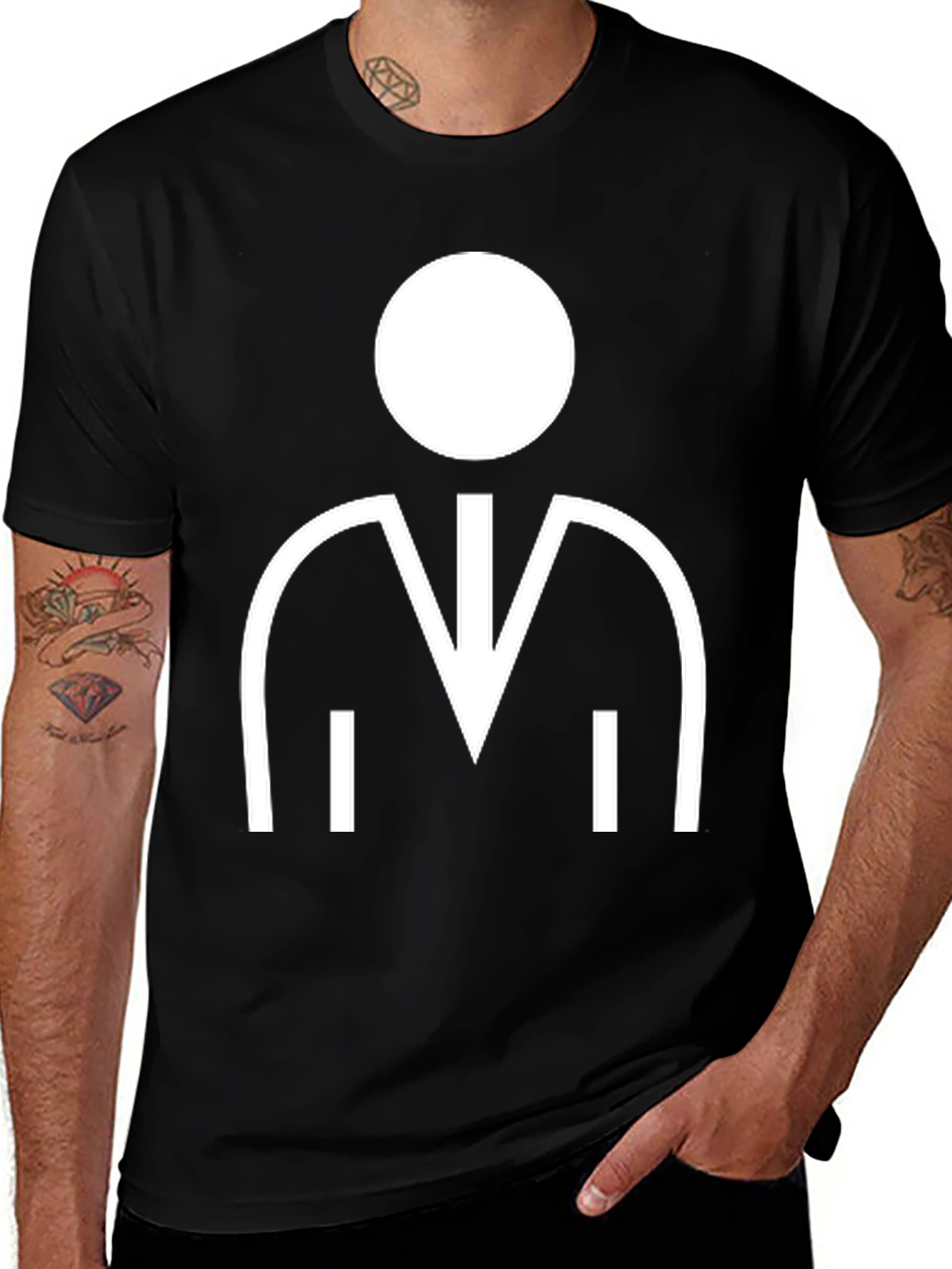 Geometric Person Graphic Black T-Shirt