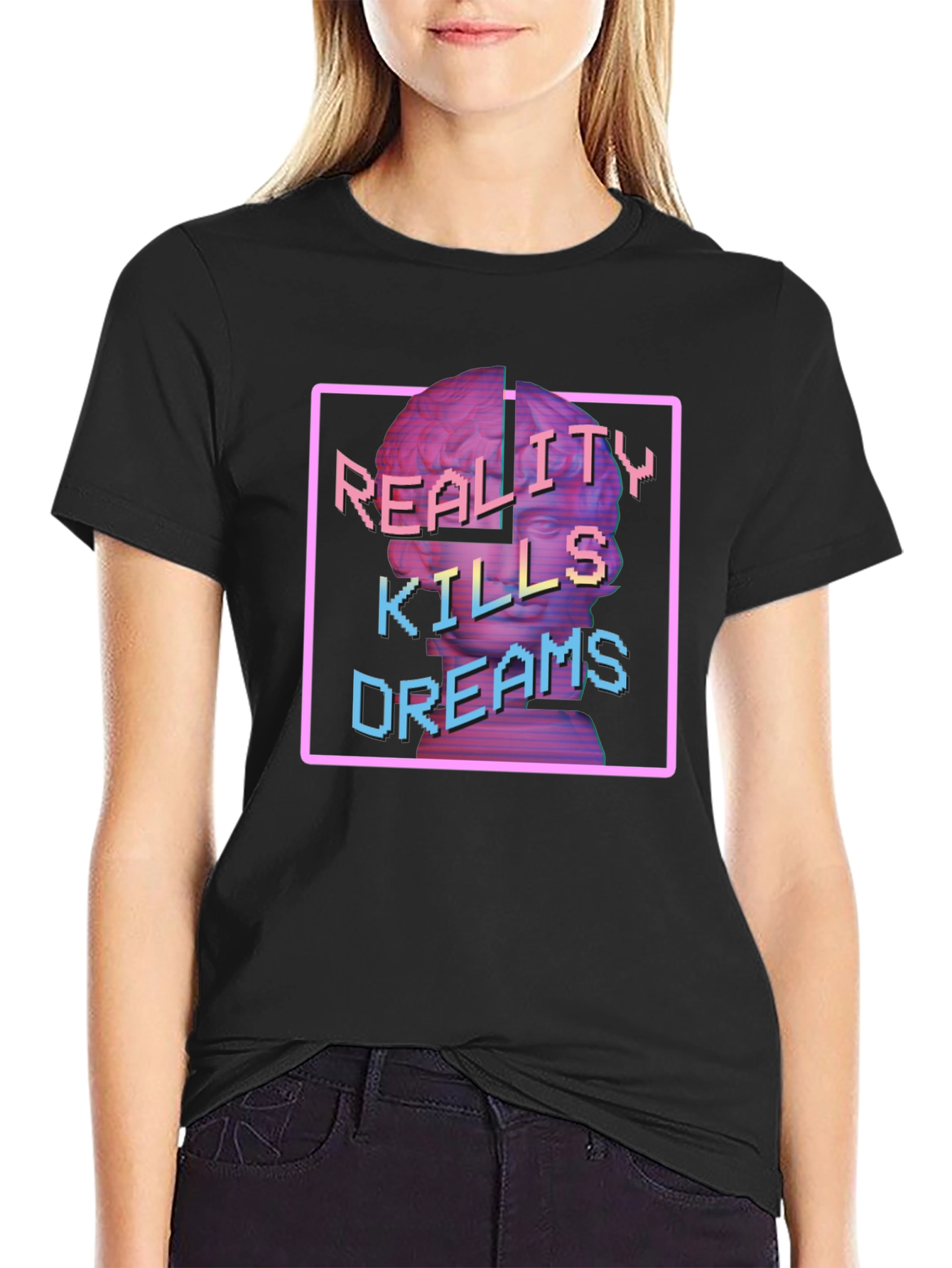 Reality Kills Dreams Graphic T-Shirt - Black