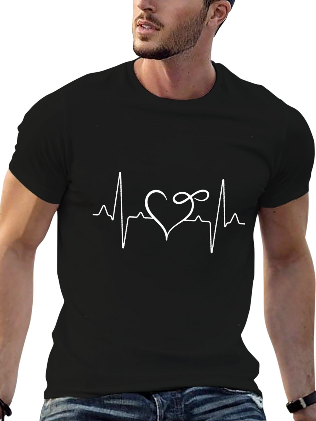 Heartbeat Love Black T-Shirt