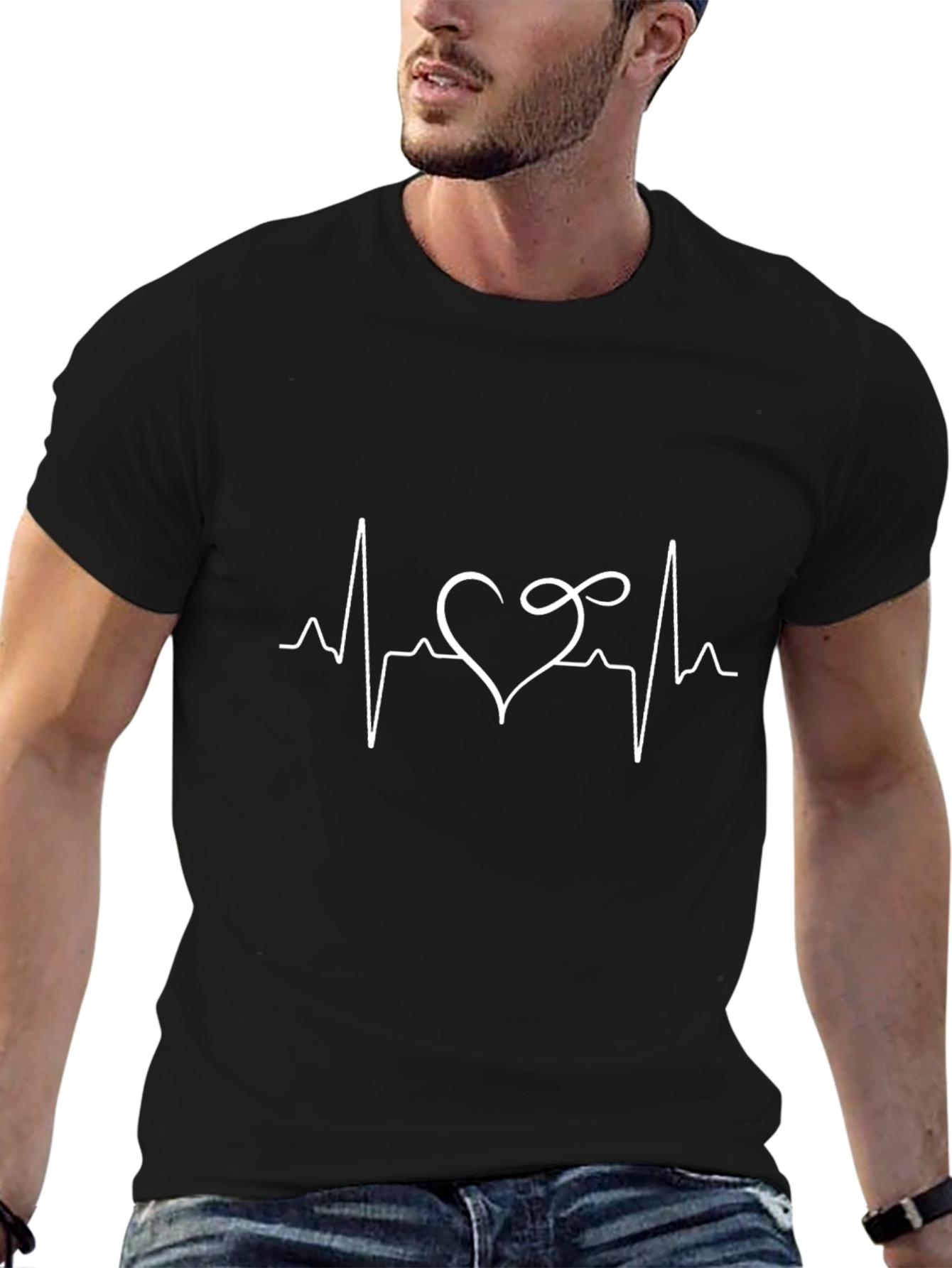 Heartbeat Love Black T-Shirt