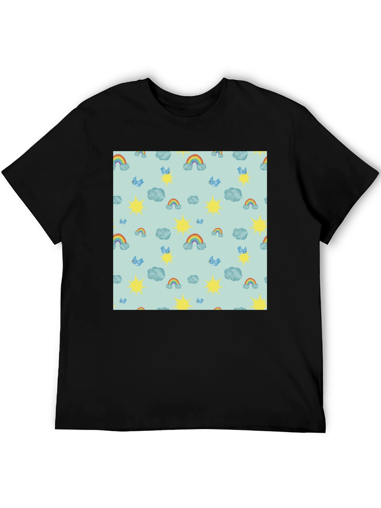 Whimsical Weather Tee: Rainbows Suns & Clouds!