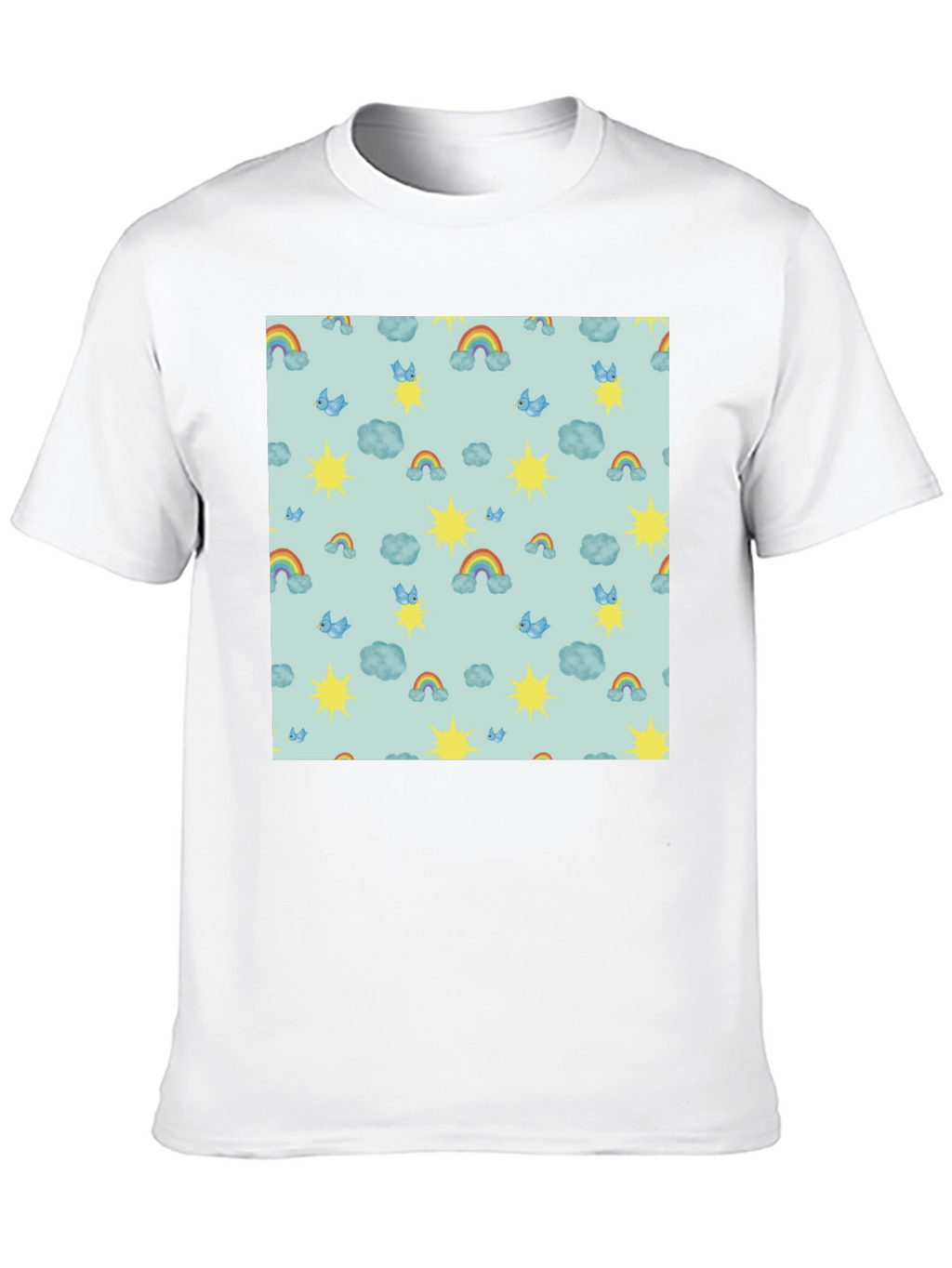 Whimsical Weather Tee: Rainbows Suns & Clouds!