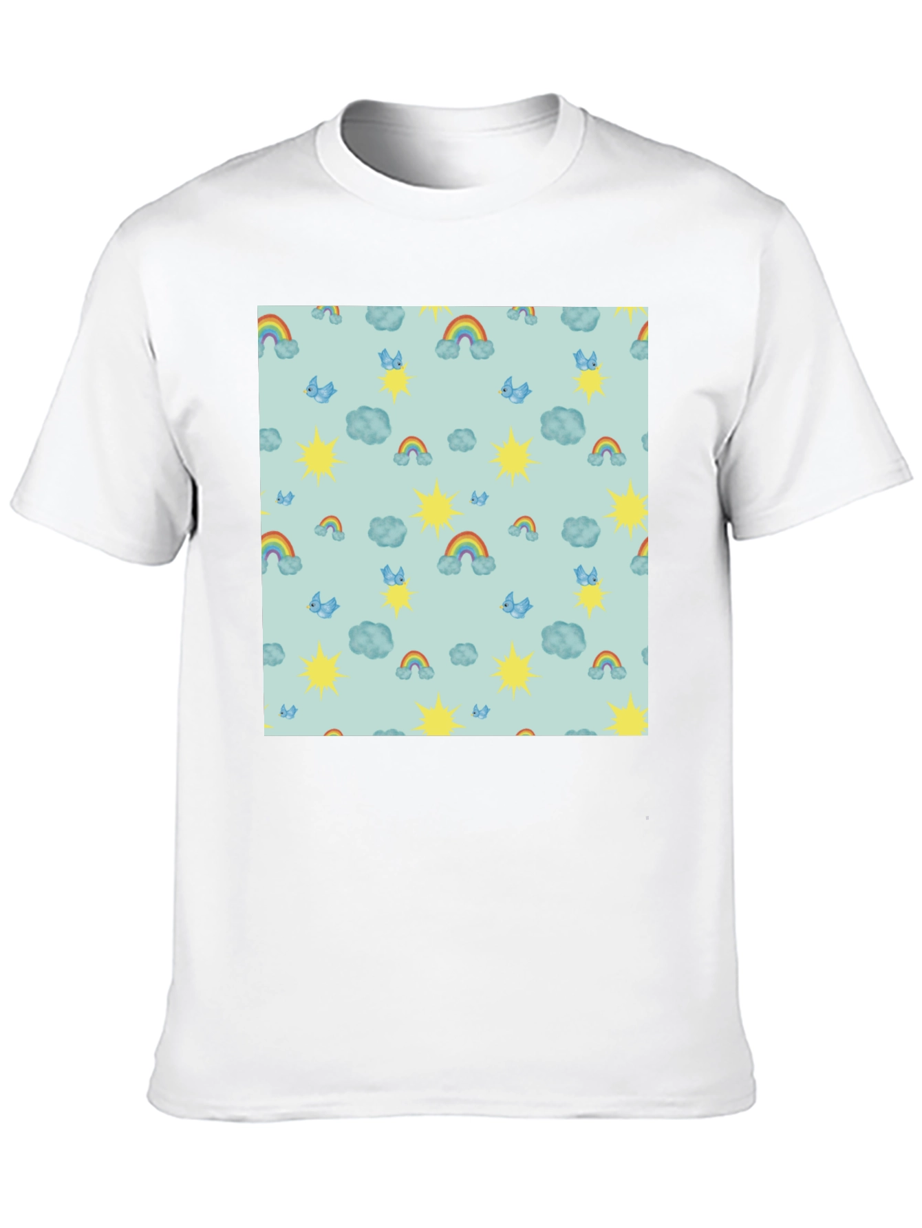 Whimsical Weather Tee: Rainbows Suns & Clouds!