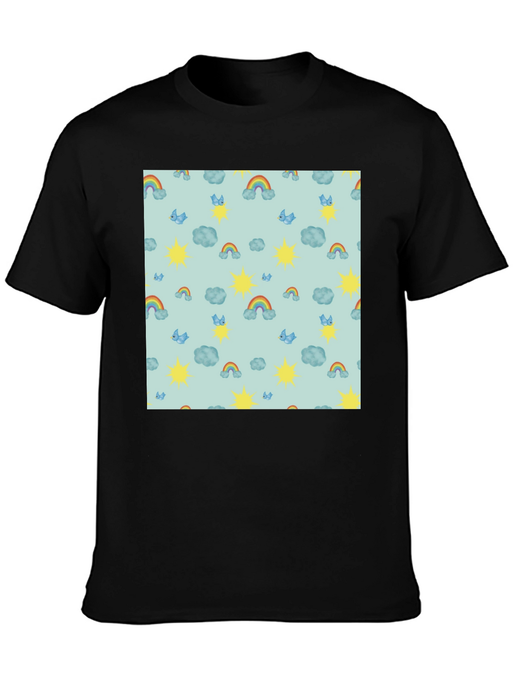 Whimsical Weather Tee: Rainbows Suns & Clouds!