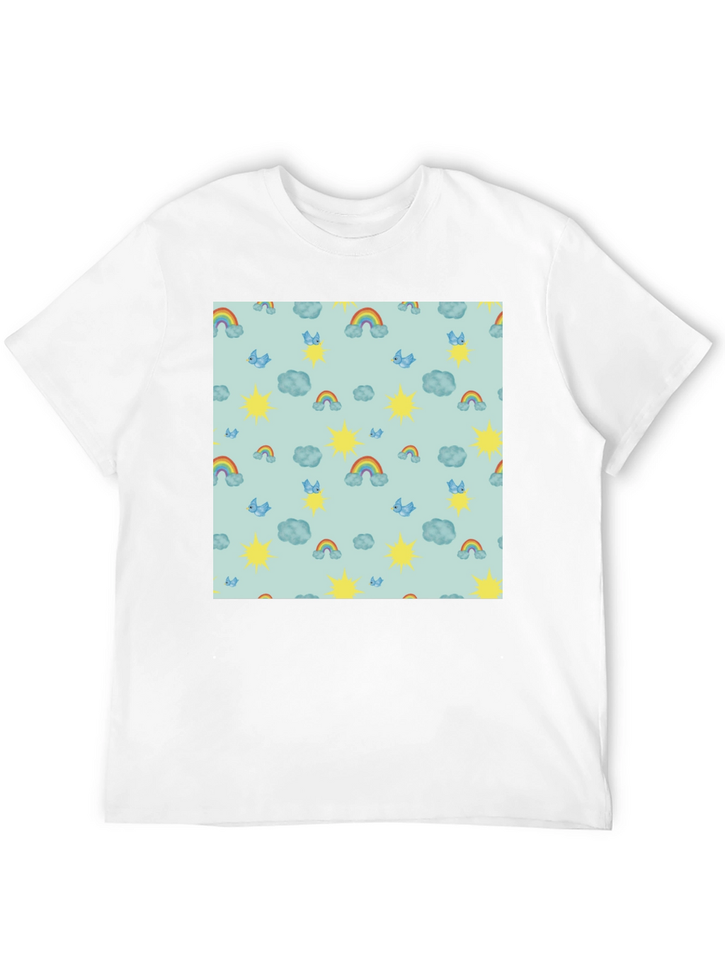 Whimsical Weather Tee: Rainbows Suns & Clouds!