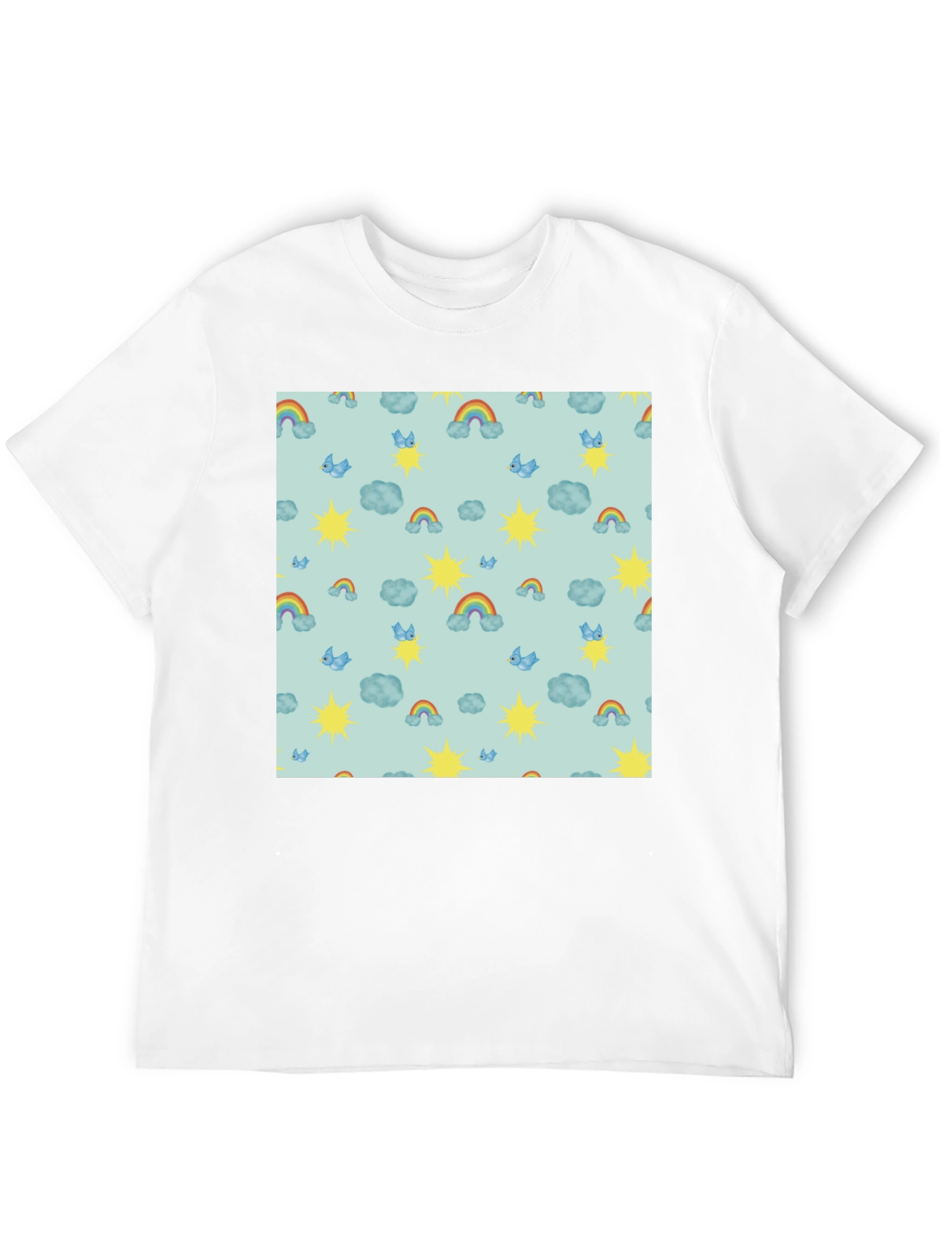 Whimsical Weather Tee: Rainbows Suns & Clouds!